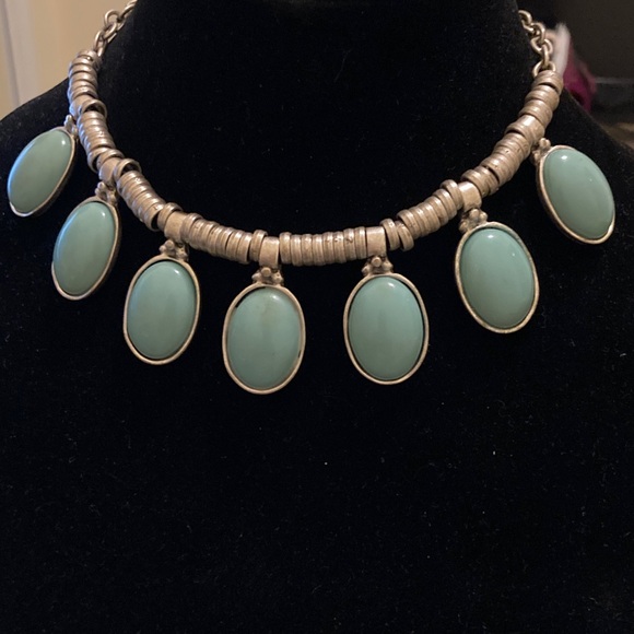 Stainless Steel Necklace with Robin Egg Blue Stones - Picture 6 of 8